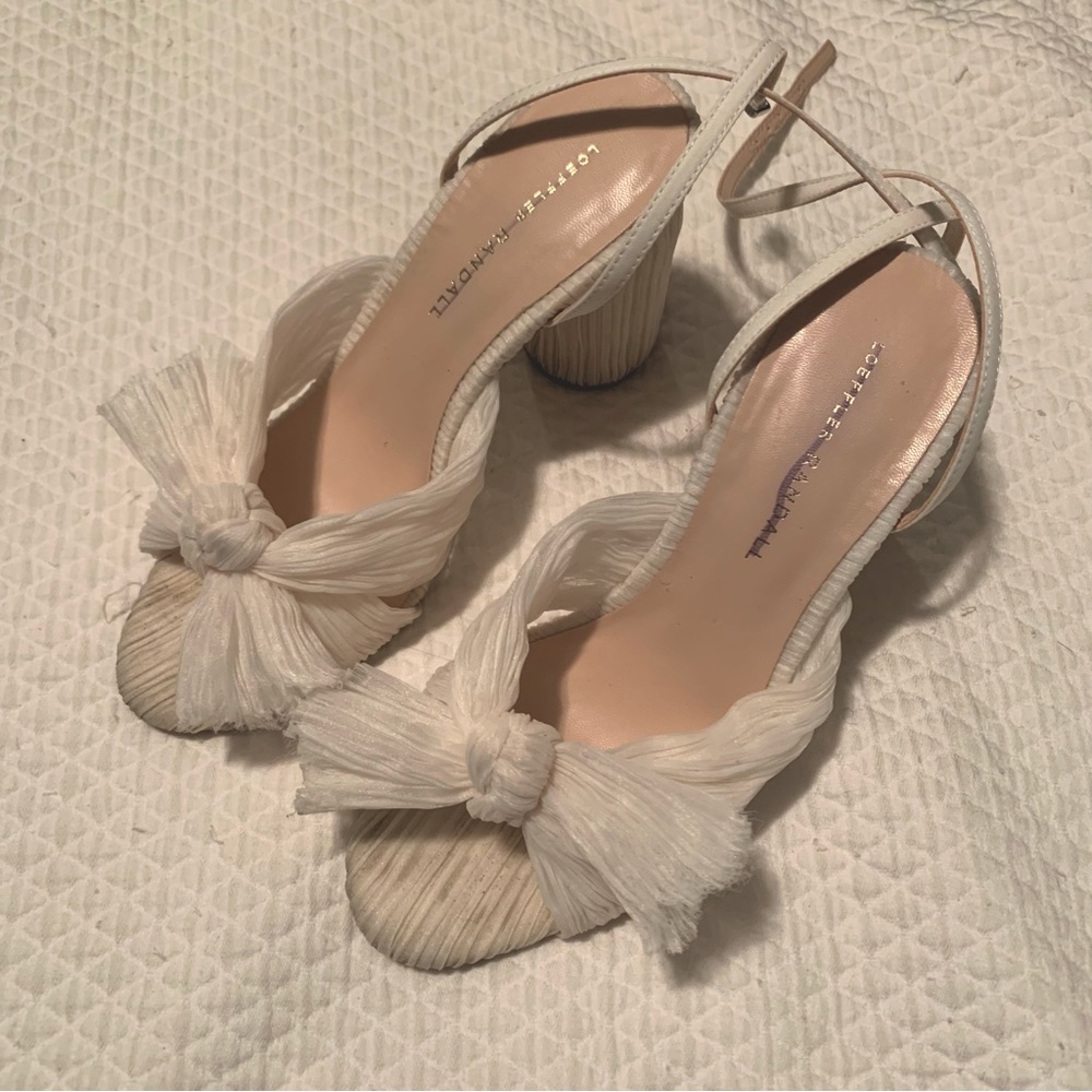 Loeffler Randall Camellia Pearl Sandal Bow Heels White